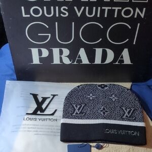 Louis Vuitton Monogram Black and White Beanie Unisex NOW ONLY $75